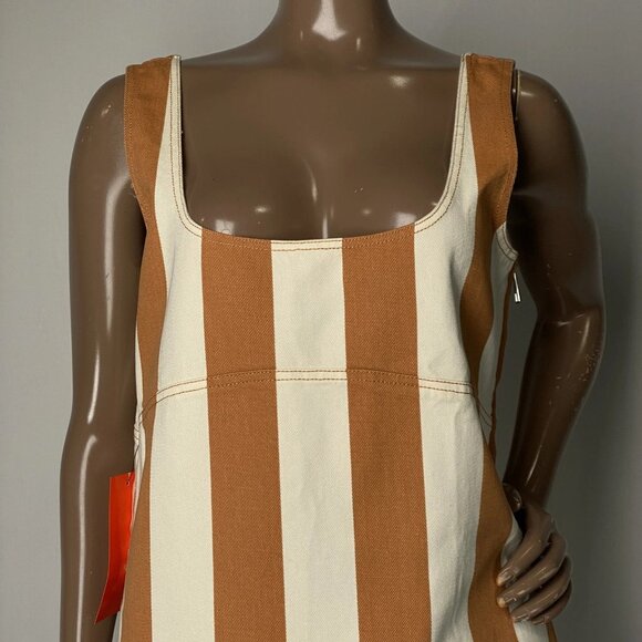 Simon Miller Women’s Sahara Striped Denim Mini Dress – Light Sand Brown/White S - Picture 11 of 12